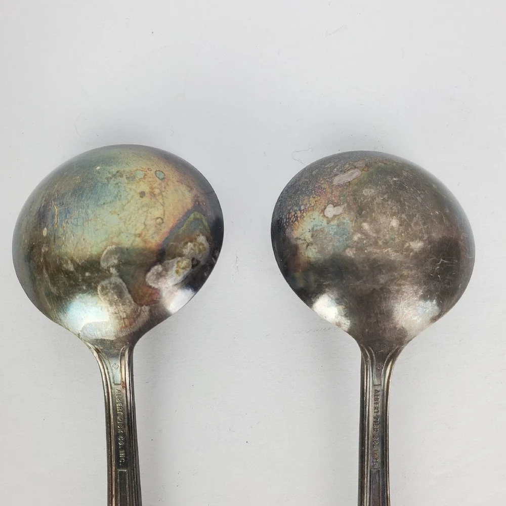 Set of 2 Vtg Albert Pick Co. Inc. Silver Plated Child's Spoon Engraved KOSHER